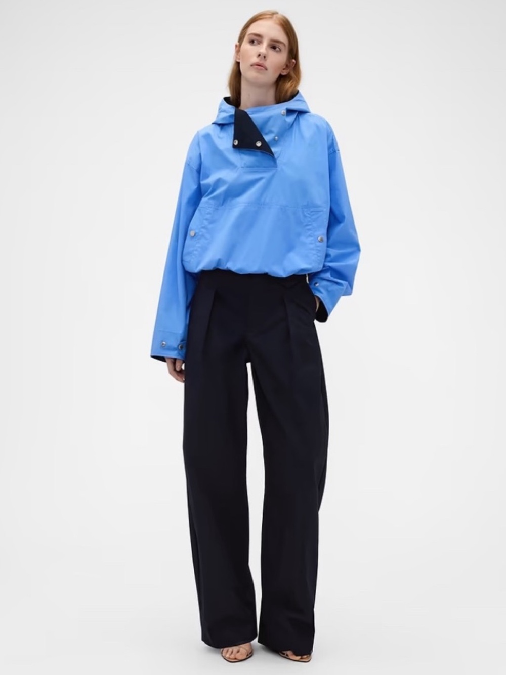 NWT GAP x Victoria Beckham Trousers Arc Cotton Poplin Wide Leg Barrel in Navy